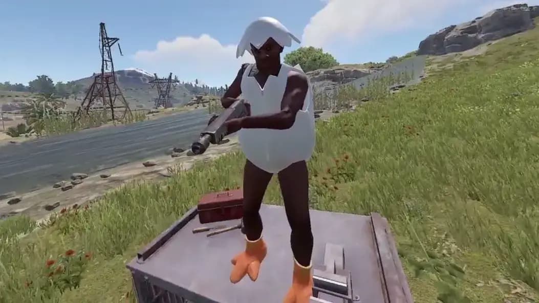 Rust player holding default rock