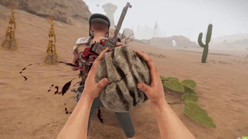 Rust player holding default rock